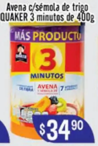 Avena c/sémola de trigo QUAKER 3 minutos de 400g