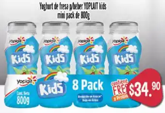 Yoghurt de fresa p/beber YOPLAIT kids mini pack de 800g