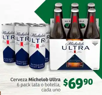 Soriana Súper Cerveza Michelob Ultra 6 pack lata o botella cada uno oferta