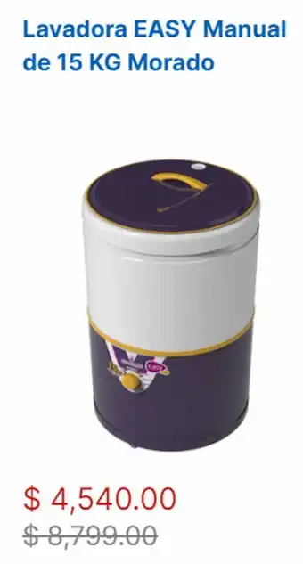 Lavadora EASY Manual de 15 KG Morado