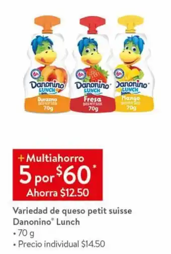 Walmart Variedad de queso petit suisse Danonino Lunch 70g oferta