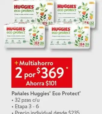 Pañales Huggies® Eco Protect® • 32 pzas c/u