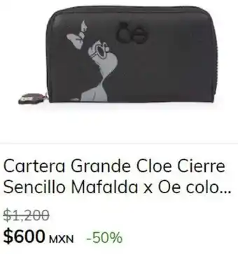 Cartera Grande Cloe Cierre Sencillo Mafalda x Oe colo...