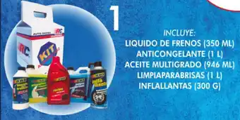 LIQUIDO DE FRENOS (350 ML) ANTICONGELANTE (1 L) ACEITE MULTIGRADO (946 ML)