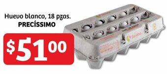 Huevo blanco, 18 pzas. PRECÍSSIMO
