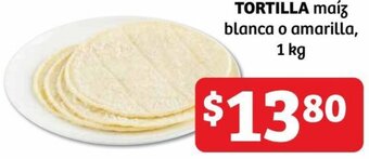 TORTILLA maíz blanca o amarilla, 1 kg