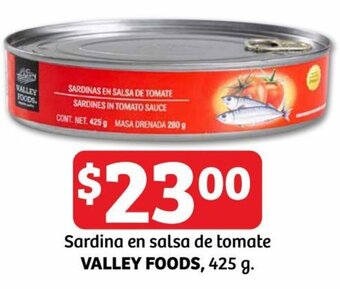 Soriana Híper Sardina en salsa de tomate VALLEY FOODS, 425 g. oferta