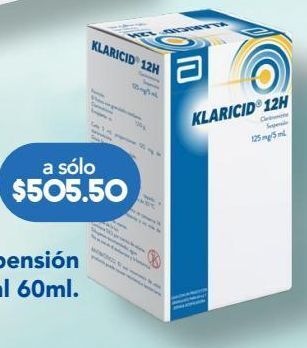 Farmacia San Pablo Klaricid 12h pediátrica 60 ml suspensión frasco dosificador oferta