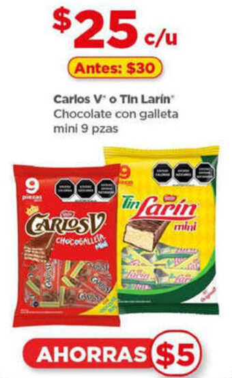 Bodega Aurrerá Carlos Vo Tin Larin Chocolate con galleta mini 9 pzas oferta