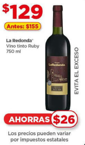 Bodega Aurrerá La Redonda Vino tinto Ruby 750 ml oferta