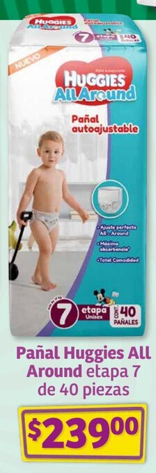 Pañal Huggies All Around etapa 7 de 40 piezas