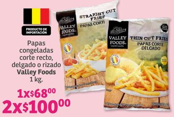 Soriana Híper Papas congeladas corte recto, delgado o rizado Valley Foods 2x1 kg. oferta