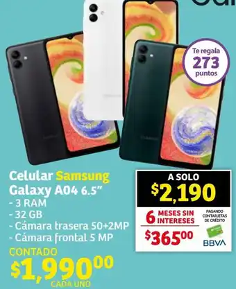 Soriana Híper Celular Samsung Galaxy A04 6.5" oferta