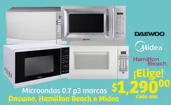 Soriana Híper DAEWOO Microondas 0.7 p3 marcas Daewoo, Hamilton Beach o Midea oferta