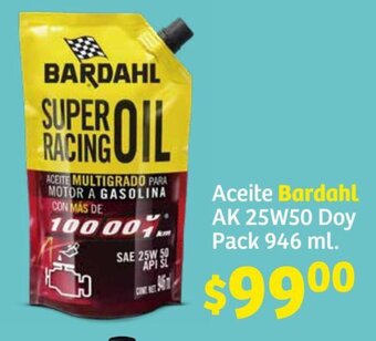 Soriana Híper Aceite Bardahl AK 25W50 Doy Pack 946 ml. oferta