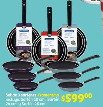 Soriana Híper Set de 3 sartenes Tramontina incluye: Sartén 20 cm., Sartén oferta