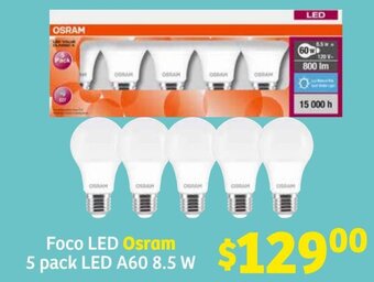 Foco LED Osram 5 pack LED A60 8.5 W