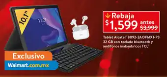 Tablet Alcatel 8092-2AOFMX1-P3 32 GB con teclado bluetooth y audífonos inalámbricos TCL