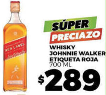 WHISKY JOHNNIE WALKER ETIQUETA ROJA 700 ML