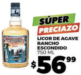 Merco LICOR DE AGAVE RANCHO ESCONDIDO 750 ML oferta