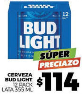 CERVEZA BUD LIGHT 12 PACK LATA 355 ML