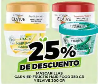 MASCARILLAS GARNIER FRUCTIS HAIR FOOD 350 GR Y ELVIVE 300 GR