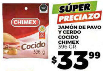 Merco JAMÓN DE PAVO Y CERDO COCIDO CHIMEX 396 GR oferta
