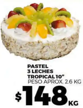 PASTEL 3 LECHES TROPICAL 10" PESO APROX. 2.6 KG
