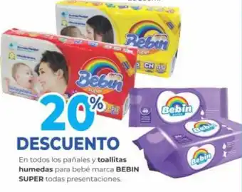 En todos los pañales y toallitas humedas para bebé marca BEBIN SUPER todas presentaciones.