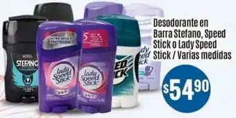 Desodorante en Barra Stefano, Speed Stick o Lady Speed Stick/Varias medidas
