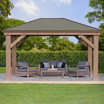 Costco Yardistry Pérgola de Madera con Techo de Aluminio de 3.6m x 4.8m oferta