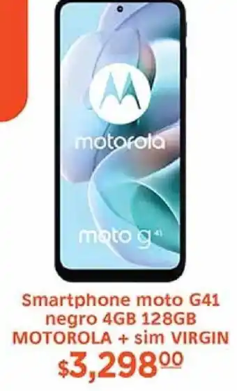 La Comer Smartphone moto G41 negro 4GB 128GB MOTOROLA + sim VIRGIN oferta