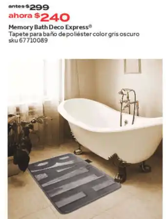 Memory Bath Deco Express® Tapete para baño de poliéster color gris oscuro sku 67710089