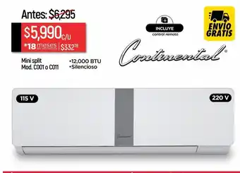 Chedraui Minisplit continental c001 o c011 oferta