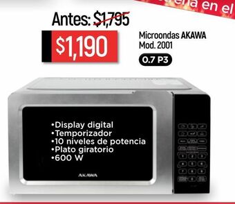 Chedraui Microondas akawa 2001 .7p3 blanco oferta