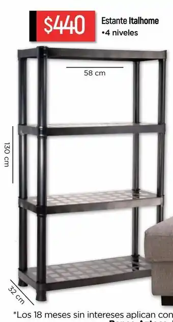 Chedraui Estante italhome rack 4 niveles negro oferta