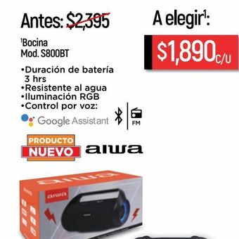 Chedraui Bocina aiwa aw s800bt oferta