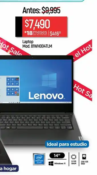 Chedraui Laptop lenovo 81wh004tlm pensil/256/8gb oferta