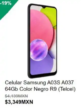 Sears Celular Samsung A03S A037 64Gb Color Negro R9 (Telcel) oferta