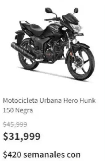 Elektra Motocicleta Urbana Hero Hunk 150 Negra oferta