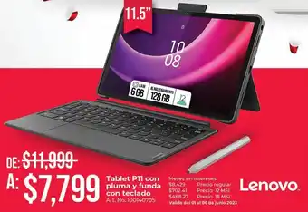 Tablet lenovo p11 con pluma 11.5 pulg. 128gb 6 gb ram android 12l