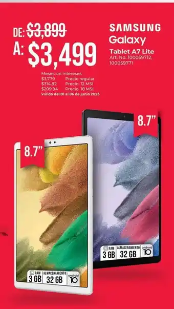 Office Depot Tablet samsung galaxy tab a7 lite / 8.7 pulg. / 32gb oferta