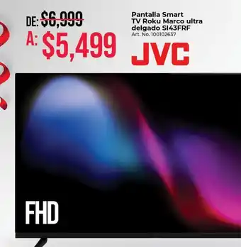 Pantalla jvc smart tv roku frameless 43 pulg. si43frf