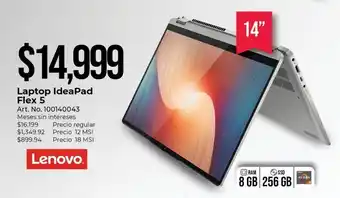 Laptop lenovo ideapad flex 5 14alc05r3 amd ryzen 3 14 pulg. 256gb ssd 8gb ram