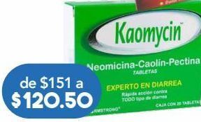 Kaomycin c/neomicina tab 129mg caj c/20