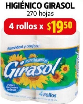 Farmacias Guadalajara HIGIÉNICO GIRASOL 270 hojas oferta
