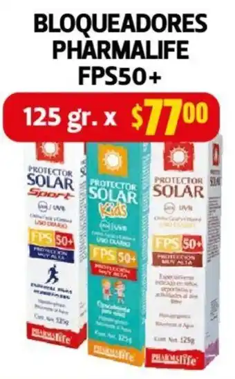 Farmacias Guadalajara BLOQUEADORES PHARMALIFE FPS50+ 125GR oferta