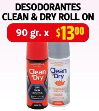 Farmacias Guadalajara DESODORANTES CLEAN & DRY ROLL ON 90GR oferta