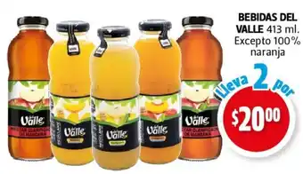 Farmacias Guadalajara BEBIDAS DEL VALLE 413 ml. Excepto 100% naranja oferta