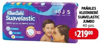 Farmacias Guadalajara PAÑALES KLEENBEBÉ SUAVELASTIC JUMBO 40 pzs. oferta